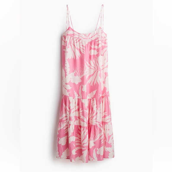 Pink Tropical Print Slip Dress medium H&M - Picture 2 of 13